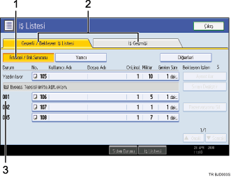İşlem paneli ekranı gösterimi işaretli balonlu gösterim