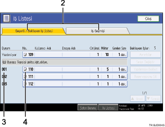 İşlem paneli ekranı gösterimi işaretli balonlu gösterim