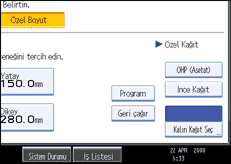 İşlem paneli ekranının gösterimi