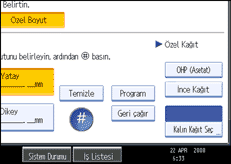İşlem paneli ekranının gösterimi