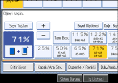 İşlem paneli ekranının gösterimi