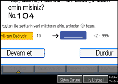 İşlem paneli ekranının gösterimi