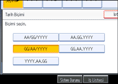 İşlem paneli ekranının gösterimi