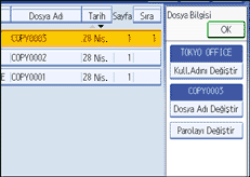İşlem paneli ekranının gösterimi