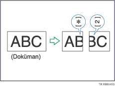 Sayfayı ayırma ve uzunluk azaltma çizimi