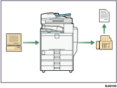 Deze illustratie toont een faxverzending zonder papier