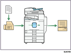 Deze illustratie toont de ontvangst van een fax zonder papier