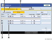 Illustrasjon av skjermpanelet med nummererte kommandoer.