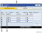 Illustrasjon av skjermpanelet med nummererte kommandoer.