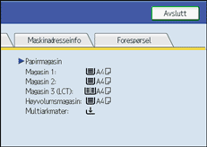 Illustrasjon av betjeningsskjermbildet
