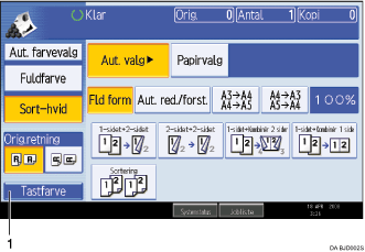 Nummereret illustration p&aring; betjeningspanelet