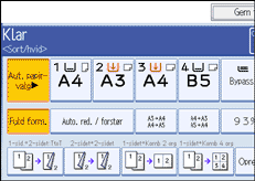 Illustration af betjeningspanelets skærm