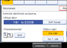 Illustration af betjeningspanelets sk&aelig;rm