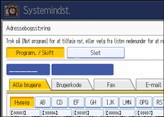 Illustration af betjeningspanelet