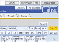 Illustration af betjeningspanelet