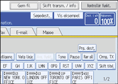 Illustration af skærmen på betjeningspanelet