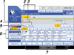 Nummereret illustration af skærm på betjeningspanel