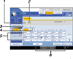 Nummereret illustration af skærm på betjeningspanel