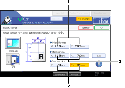 Nummereret illustration af sk&aelig;rm p&aring; betjeningspanel