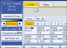 Illustration af skærm på betjeningspanel