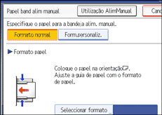 Imagem do ecrã do painel de operação