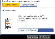 Imagem do ecrã do painel de operação