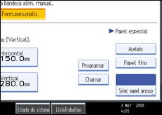 Imagem do ecrã do painel de operação