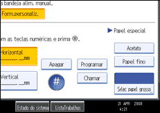 Imagem do ecrã do painel de operação