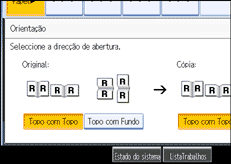 Imagem do ecrã do painel de operação