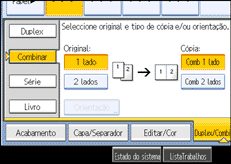 Imagem do ecrã do painel de operação
