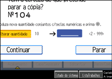 Imagem do ecrã do painel de operação