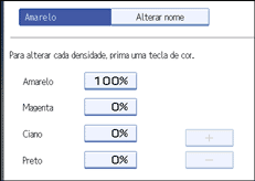 Imagem do ecrã do painel de operação