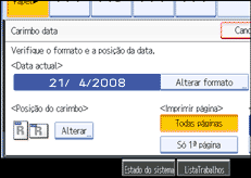 Imagem do ecrã do painel de operação