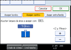 Imagem do ecrã do painel de operação