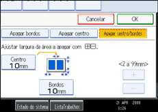 Imagem do ecrã do painel de operação