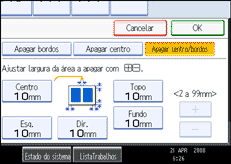 Imagem do ecrã do painel de operação