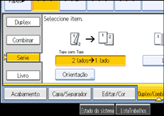 Imagem do ecrã do painel de operação