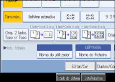 Imagem do ecrã do painel de operação