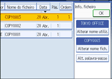 Imagem do ecrã do painel de operação