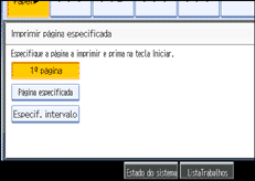 Imagem do ecrã do painel de operação