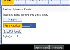 Imagem do ecrã do painel de operação