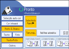 Imagem do ecrã do painel de operação