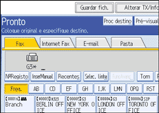 Ilustração do ecrã do painel de operação
