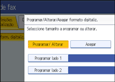 Ilustração do ecrã do painel de operação