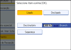 Ilustração do ecrã do painel de operação