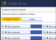 Ilustração do ecrã do painel de operação