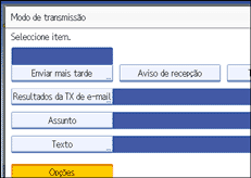 Ilustração do ecrã do painel de operação