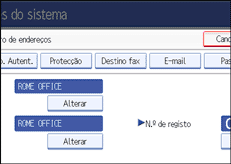 Ilustração do ecrã do painel de operação
