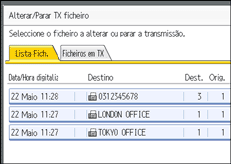 Ilustração do ecrã do painel de operação