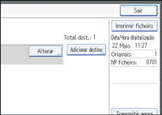 Ilustração do ecrã do painel de operação